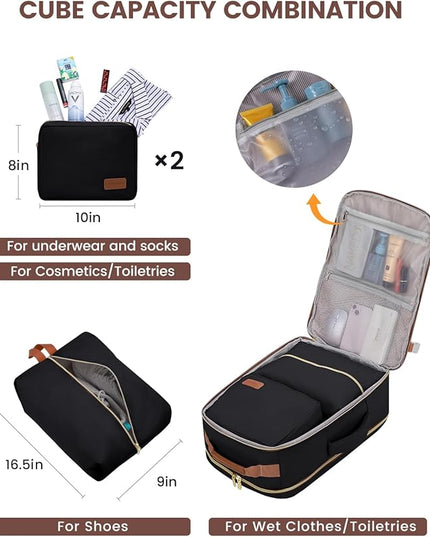 LOVEVOOK 40L Travel Backpack for Women & Men, Airline Approved Carry On Luggage with 3 Packing Cubes, TSA Overnight Bags, Waterproof Personal Item Bag, Weekender Essentials Backpacks fits 17" Laptop