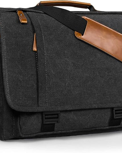 ESTARER Men Messenger Bag 15.6 inch, Water-resistant Canvas Computer Work Bag, Laptop Shoulder Bag Briefcase Satchel, Dark Grey