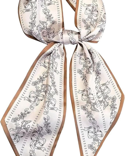 Head Scarf Purse Handle Neck Satin Hair Scarfs For Bag Lightweight Silky Long Thin Women's Fashion Scarves 59 * 5.9”
