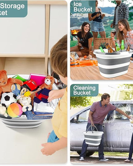 Collapsible Mop Bucket with Handle for Cleaning, 16L(4.2 Gallon) Silicone Square Mopping Bucket for Windows Cleaning or Car Washing, Cleaning Supplies Organizer Plastic Bucket for Storage, 2 Pack