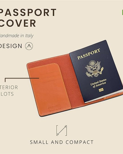 Maruse Italian Leather Passport Cover for Men and Women, Handmade in Italy