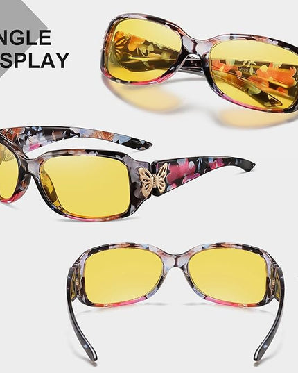 HAOLOTA Women's Polarized Sunglasses - Fashionable Wraparound Butterfly Design with UV400 Protection