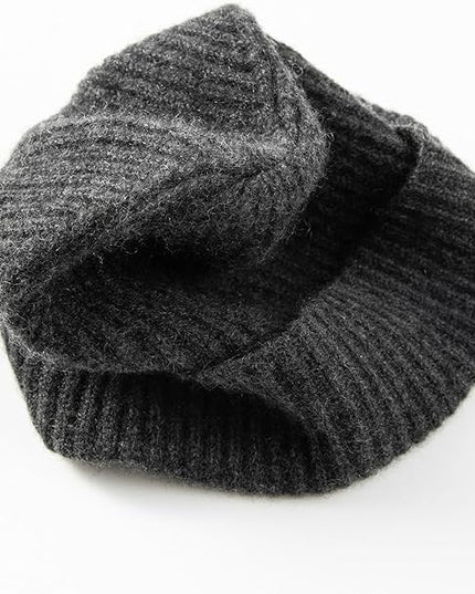 Villand 100% Cashmere Ribbed Cuffed Hat for Men, Ultra-Soft Men's Pure Cashmere Winter Ski Beanie