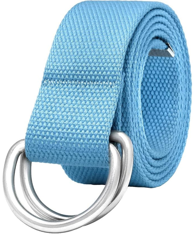 Falari Canvas Web Belt Metal Double D Ring Buckle for Men Women Casual Cloth Military Style Belt 1 1/2" Wide