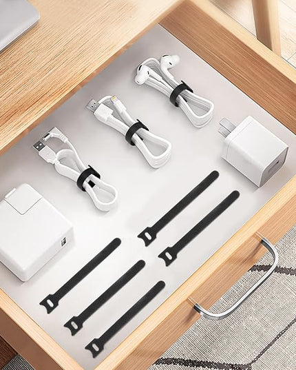 50 Pcs Reusable Cable Ties for Cords, 6" Hook and Loop Adjustable Cord Straps, Reusable Zip Ties, Wire Organizers for Cords Electrical Cord Management Office Home Computer PC Cable Management(Black)