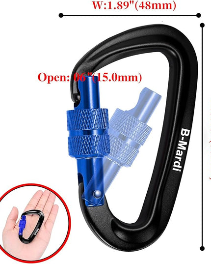 Carabiner Clips Heavy Duty 12kN (2697 lbs)-Lightweight Locking Carabiners for Camping, Hiking, Hammock, Dog Leash Harness, Outdoor and Gym etc, Keychains& Utility