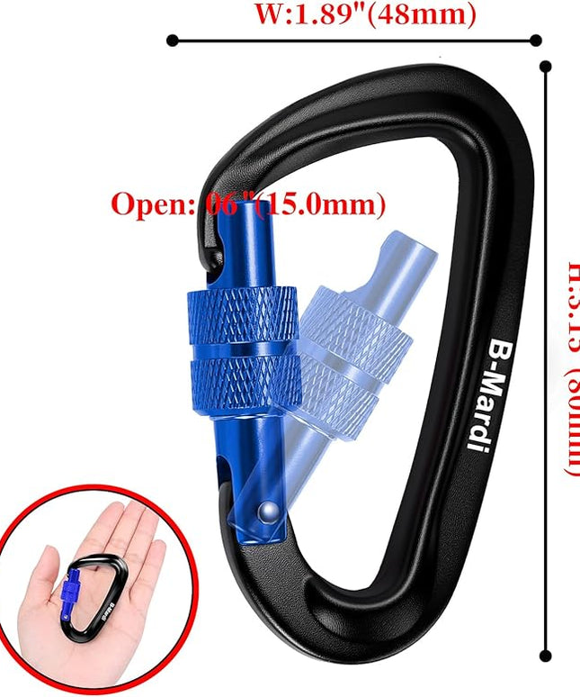 Carabiner Clips Heavy Duty 12kN (2697 lbs)-Lightweight Locking Carabiners for Camping, Hiking, Hammock, Dog Leash Harness, Outdoor and Gym etc, Keychains& Utility