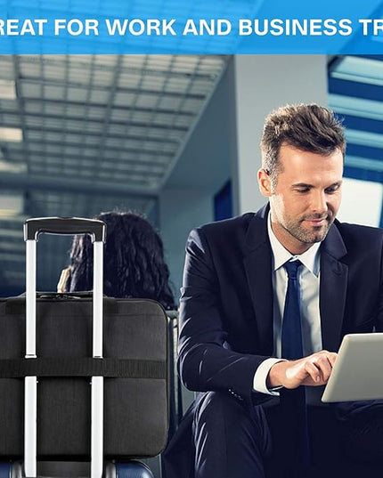 BAGSMART 18 Inch Laptop Bag, Expandable Briefcase, Computer Bag Men Women, Laptop Shoulder Bag, Work Bag Business Travel Office - Black