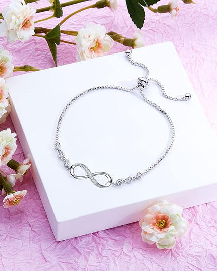 Desimtion Gifts for Women Mom, Infinity Love Bracelets for Women, Valentines Day Birthday Jewelry Gifts for Her Girls Girlfriend Mom Wife from Daughter Son