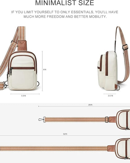 Sling Bag For Women Faux Leather Small Casual Daypack Backpack Fanny Pack Crossbody Chest Bags Purse