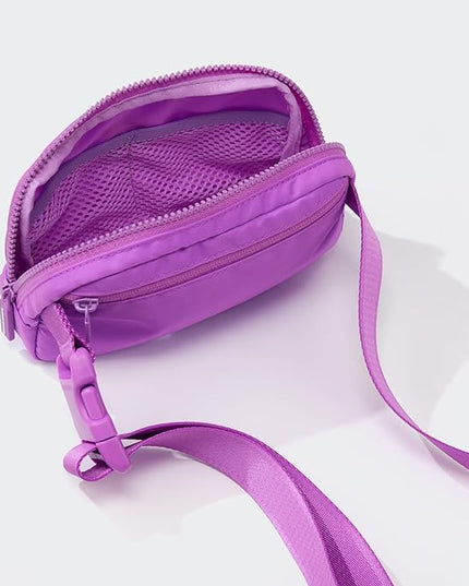Pander Two Way Zipper Fanny Pack Nylon Everywhere Belt Bag for Women, Water Repellent Waist Packs, Crossbody Bags with Adjustable Strap (Violet).