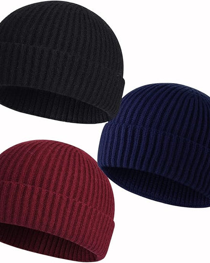50% Wool Warm Cuffed Swag Knit Short Fisherman Beanie for Men Women Winter Hats Trawler Skull Cap