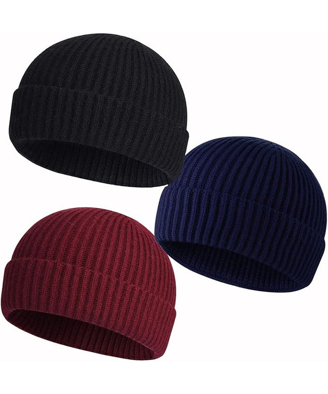 50% Wool Warm Cuffed Swag Knit Short Fisherman Beanie for Men Women Winter Hats Trawler Skull Cap