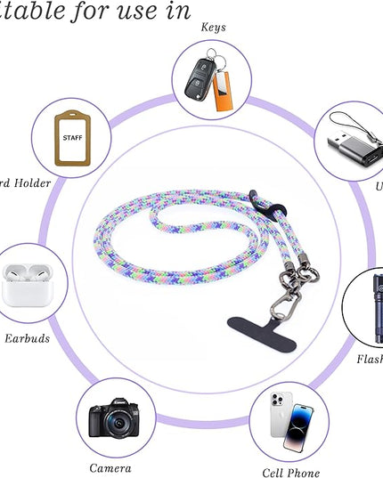 Phone Lanyard Universal Cell Phone Strap Crossbody Strap for iPhone Lanyard Around the Neck Extra Long Rope with Tether Tab for Men and Women (Bubblegum Color)