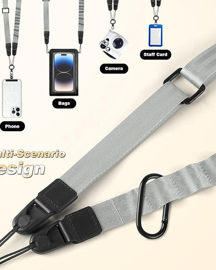 Adjustable Crossbody Phone Lanyard, Universal Phone Wrist Strap and Phone Neck Strap with Tether Tab, Phone Lanyard with Quick Release, Suitable for iPhone and Most Smartphones, Grey