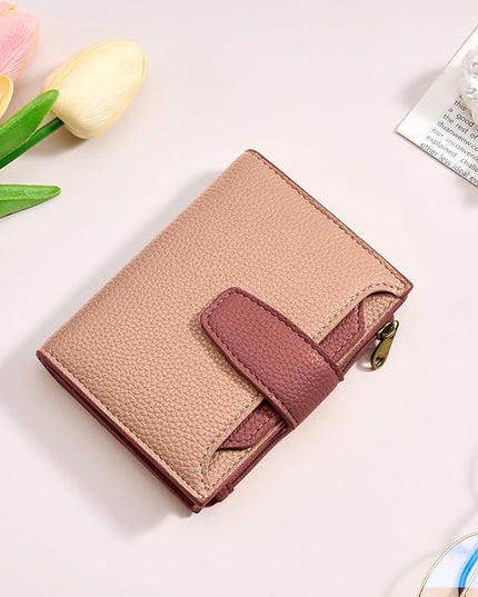 Airkit Small Wallet Women RFID Blocking Soft Leather Bifold Compact Card Holder Wallet for Women with Zipper Coin Pocket 4 ID Window