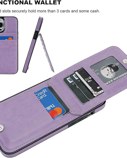 KIHUWEY Compatible with iPhone 13 Pro Max Case Wallet with Credit Card Holder, Premium Leather Magnetic Clasp Kickstand Heavy Duty Protective Cover for iPhone 13 Pro Max 6.7 Inch(Purple)