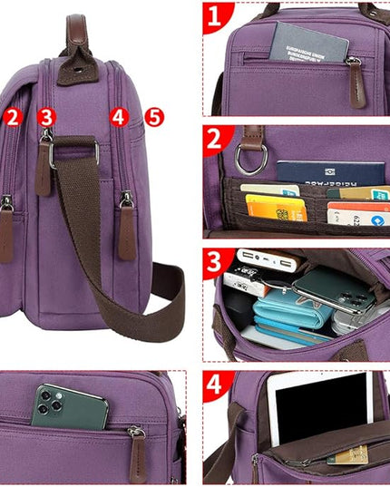 mygreen Small Canvas Crossbody Shoulder Bag Messenger Bag Work Bag