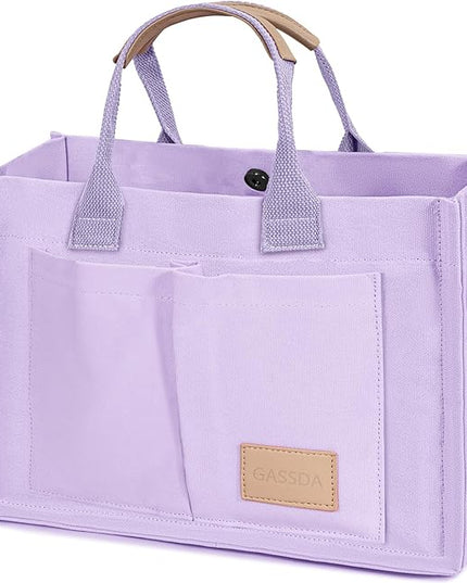 Canvas Tote Bag for Women Crossbody Work Purse with Pockets Top Handle Handbag Satchel Bags for Travel Nurse Teacher