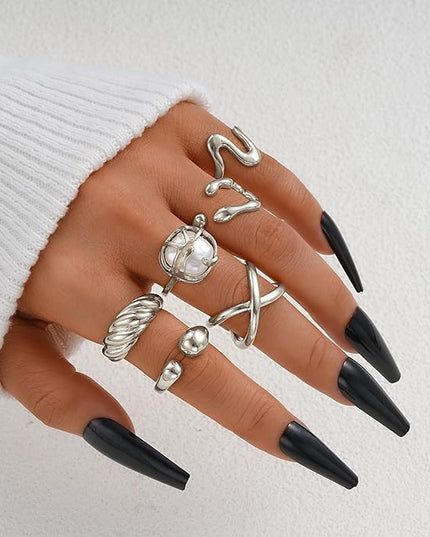 ÌF ME 10 PCS Gold Rings Set for Women Non Tarnish, 18K Gold Plated Chunky Stackable Rings, Statement Stacking Womens Ring Pack