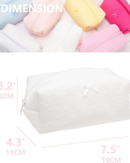 PAZIMIIK Cozy Makeup Bag Small Aesthetic Travel Zipper Cosmetic Pouch for Women Make Up Beauty Accessories Brushes,Embroidery Flower