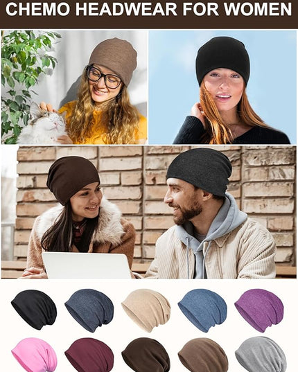 Senker Fashion Slouchy Beanie Hats for Women Men, Chemo Headwear Cotton Beanies Soft Lightweight Chemo Skull Cap Elastic