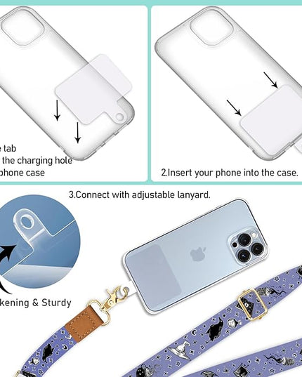 Phone Lanyard Crossbody Wrist Strap, Goth Magic Cell Phone Lanyards for Around the Neck Wristlet Shoulder, Adjustable Cute Strap for Car Keys Keychain Wallet ID Badge