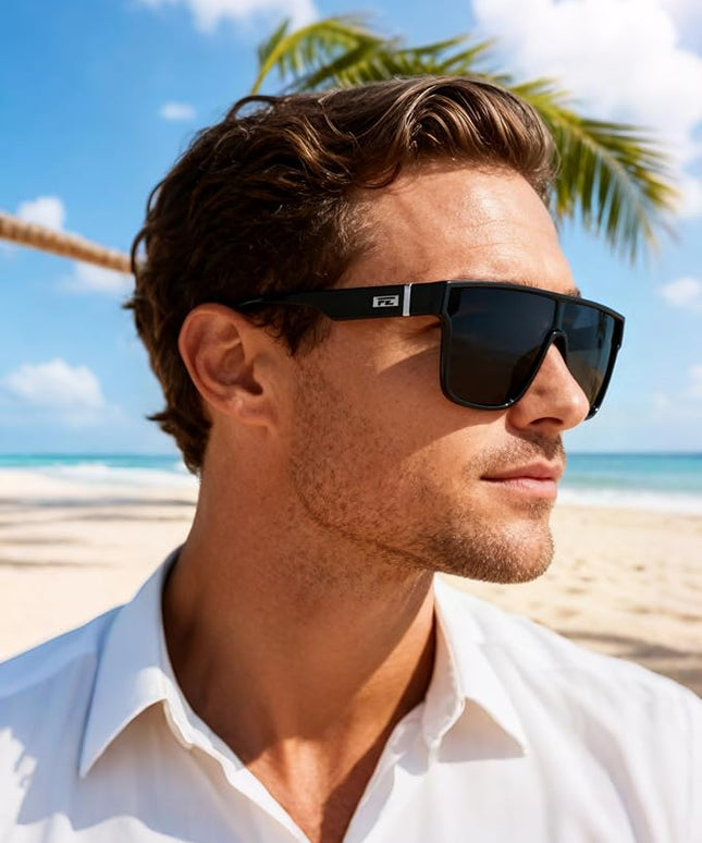 FEISEDY Sunglasses for Women Men, Fashion Mirrored Single Lens, Driving Beach Sunnies UV400 Shades B2996