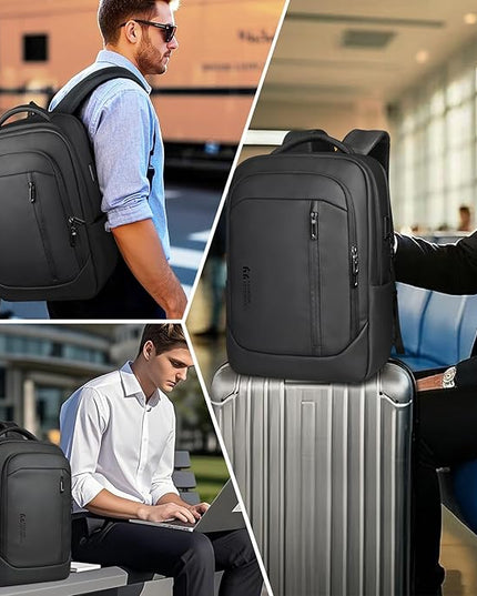17 Inch Laptop Backpack for Travel, Business Laptops Backpack with USB Charging Port for Men/Women, Water Resistant Work Computer Backpack, Lightweight College Laptop Backpack Bag - Black