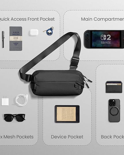 tomtoc Compact EDC Sling Bag 3L-10L, Minimalist Crossbody Bag Chest Shoulder Pack for Men Women, X-pac/Recycled Polyester
