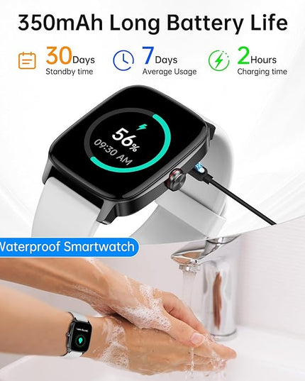 Smart Watches for Women Men with Bluetooth Call & AI Voice, 1.85" HD Fitness Tracker with Heart Rate SpO2 Sleep Monitor, 100+ Sports Modes,Mini Games, IP68 Waterproof Smartwatch for Android iOS Phones