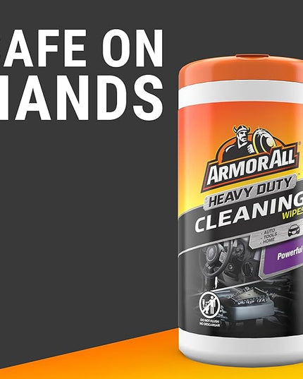 Armor All Heavy Duty Car Cleaning Wipes, 25 Count Canister, Interior Car Wipes, Also Great for Tools, Car Parts and Lawn Care Equipment