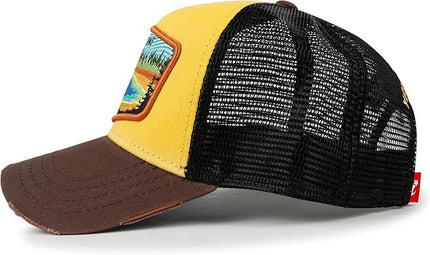 ililily Premium Howels Embroidery Vintage Baseball Cap Distressed Trucker Hat