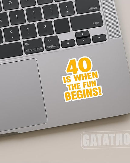 (3Pcs) Funny 40th Birthday Stickers – 40 is When The Fun Begins - Cheers to 40 Years Sticker Waterproof Vinyl Decals for Forty Birthday Gifts, Water Bottles, Scrapbooks, Journals, 3 x 2.8 inch
