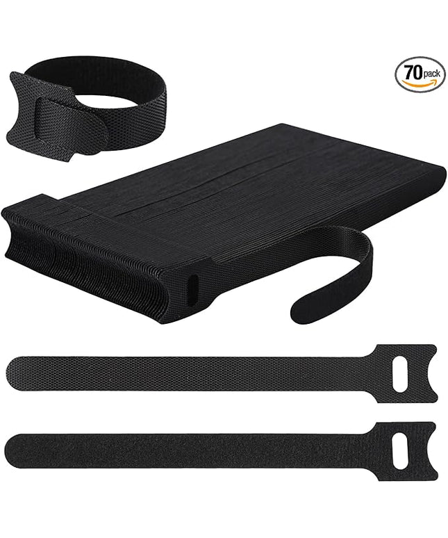 70 PCS 6 inch Cable Ties Reusable Cable Management Adjustable Cable Organizer, Cable Straps, Cord Wraps and Hook Loop Straps for Computer,Gaming, Wire, Desk- Home Office Essentials