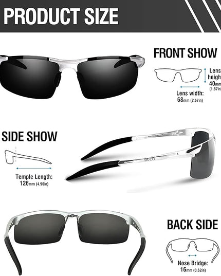 DUCO Mens Sports Polarized Sunglasses UV Protection Sunglasses for Men 8177s