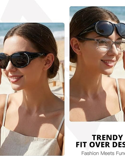 Myiaur Polarized Fit Over Glasses Sunglasses for Women Men, Over Sunglasses with UV400 Protection Anti Glare for Driving