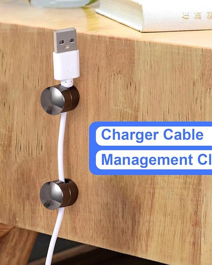 3 Sets Charger Holders for Cords, Black Adjustable Cable Anchor Holders, Adhesive Metal Cord Clips, Cable Management Wire Organizers for Desk, Office, Nightstand