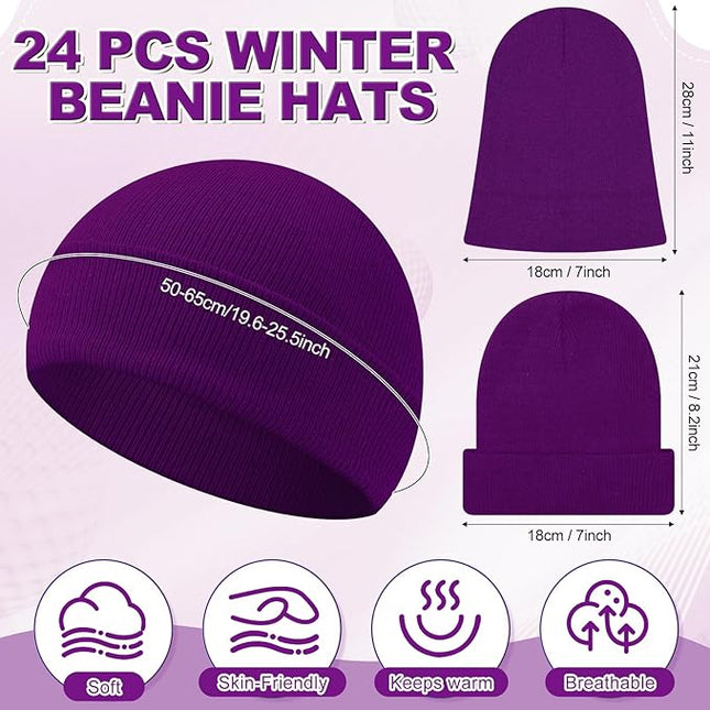 Winter Beanie Hats Bulk for Men Women Beanie Cap for Donation Cozy Knitted Cuffed Skull Cap Gift Soft Ski Hat