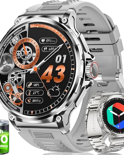 LIGE Military Smart Watch for Men,1.85" HD/800mAh Battery Smart Watches for Android iOS (Bluetooth Call Answer/Calls) Fitness Tracker with Heart Rate/Sleep Tracking Silver