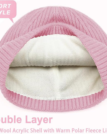 ROYBENS Swag Wool Knit Cuff Short Fisherman Beanie for Men Women, Winter Warm Hats