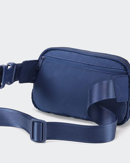 Pander Everywhere Belt Bag for Women, 5 Zipper Pockets Nylon Crossbody Fanny Pack Purse (Blue Perennial)