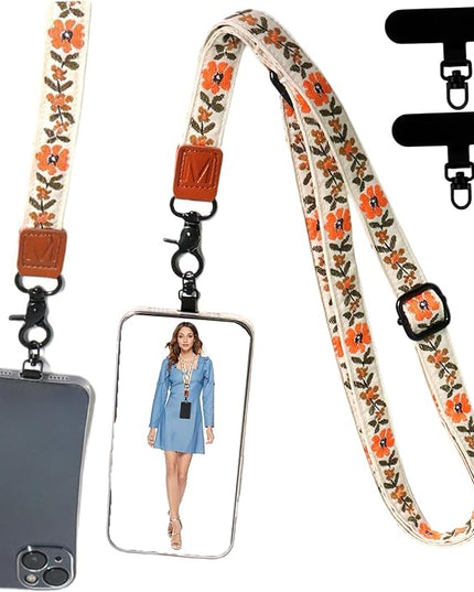 Adjustable Lanyard for Phone, Camera, Name Tags, ID card, Keychain and Wristlet Straps with 2 phone pads(Black)