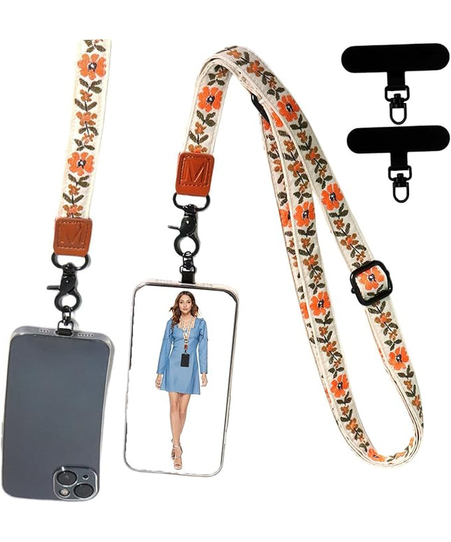 Adjustable Lanyard for Phone, Camera, Name Tags, ID card, Keychain and Wristlet Straps with 2 phone pads(Black)