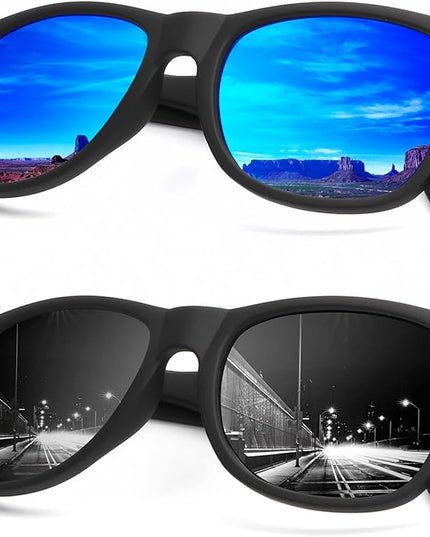 KALIYADI Sunglasses Men Polarized Sunglasses for Men Women Unisex Semi-Rimless Frame Retro Driving Sun Glasses UV Blocking