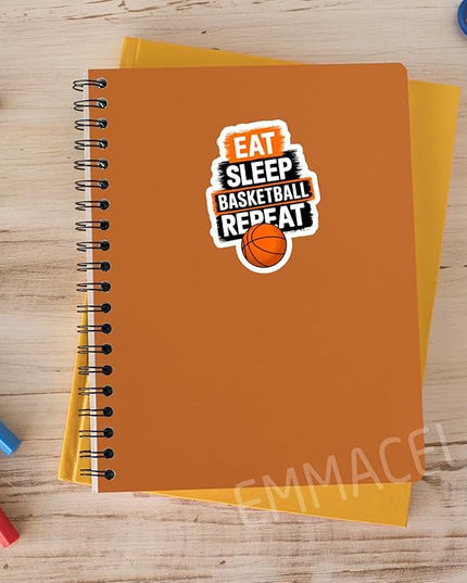 (3PCS) Eat Sleep Basketball Repeat Sticker, Sport Stickers - Waterproof Vinyl Decal for Laptop, Water Bottle, Tumbler, Scrapbook Size 3" x 2.3 "