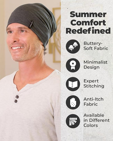 Summer T-Shirt Beanie for Men & Women - Soft Modal - Slouchy Style
