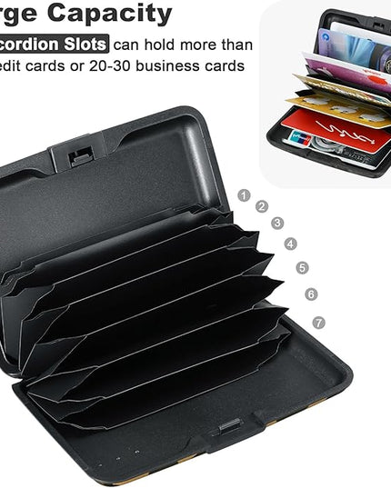 ELFISH Mini RFID Aluminum Wallet Credit Cards Holder Business Card Case Metal ID Case for Men Women（Leopard