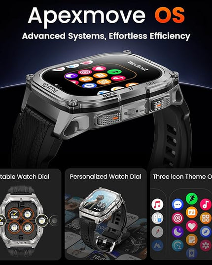 KOSPET Tank M4 Smart Watch for Men, Full Stainless Steel, GPS & Offline Maps,10ATM Waterproof 45m Freediving, 50-Day Battery, Bluetooth Calls, 24/7 Heart Monitor, for Android & iOS