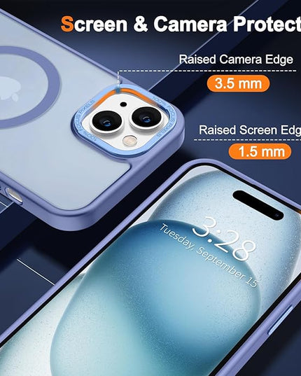 Hython Case for iPhone 15 Plus Case Magnetic Translucent Matte Phone Cases 6.7" [Compatible with MagSafe] Thin Slim Fit Shockproof Bumper Hard Protective Cover for Women Men Girls, Light Blue
